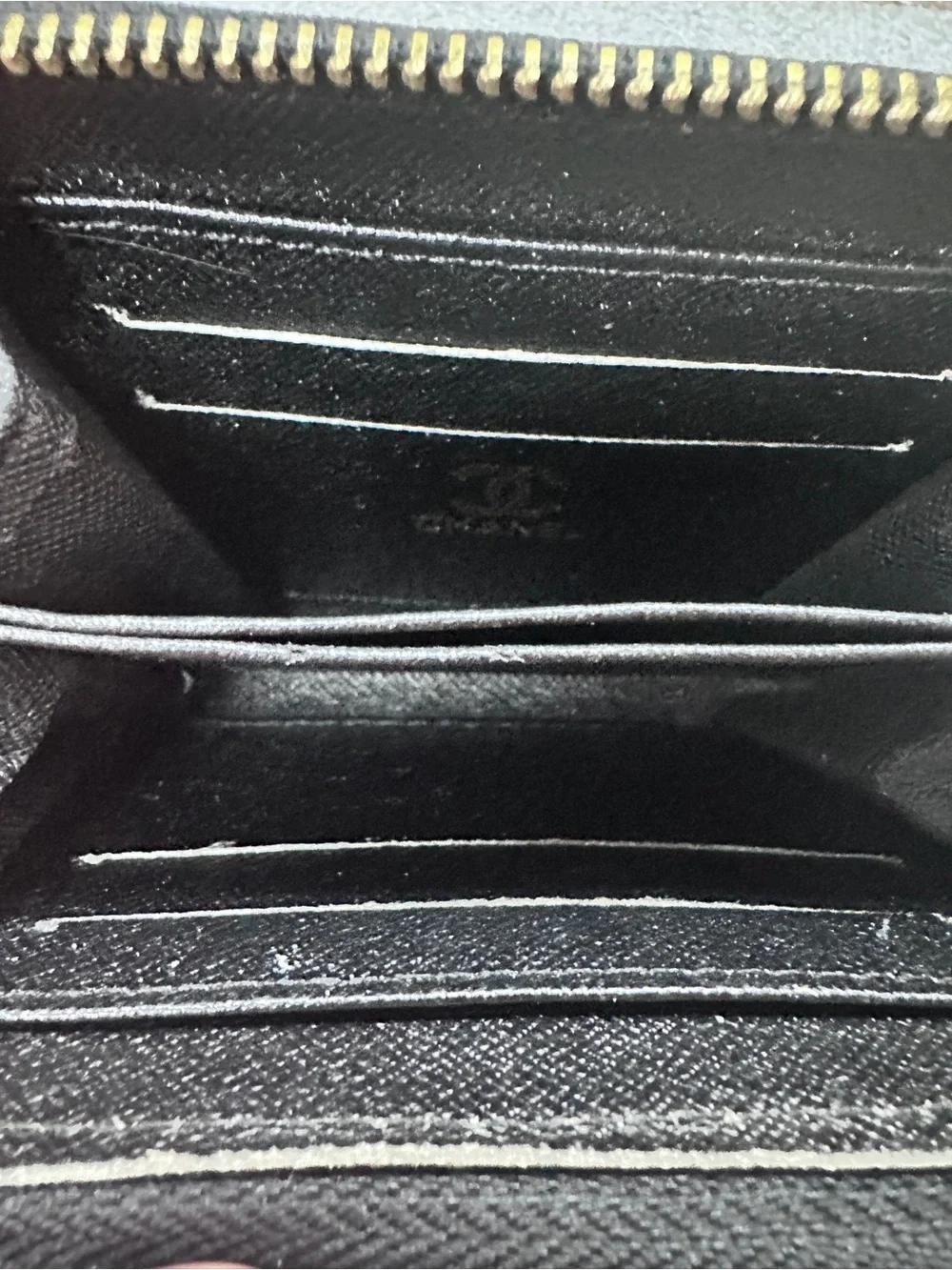 2017 CHANEL Black Quilted Leather Zip Wallet